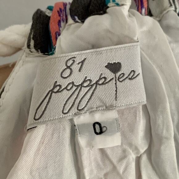 81 Poppies Silk Mini Shift Dress Juniors Size 0 Pink Teal Gray Chevron Print - Picture 6 of 7